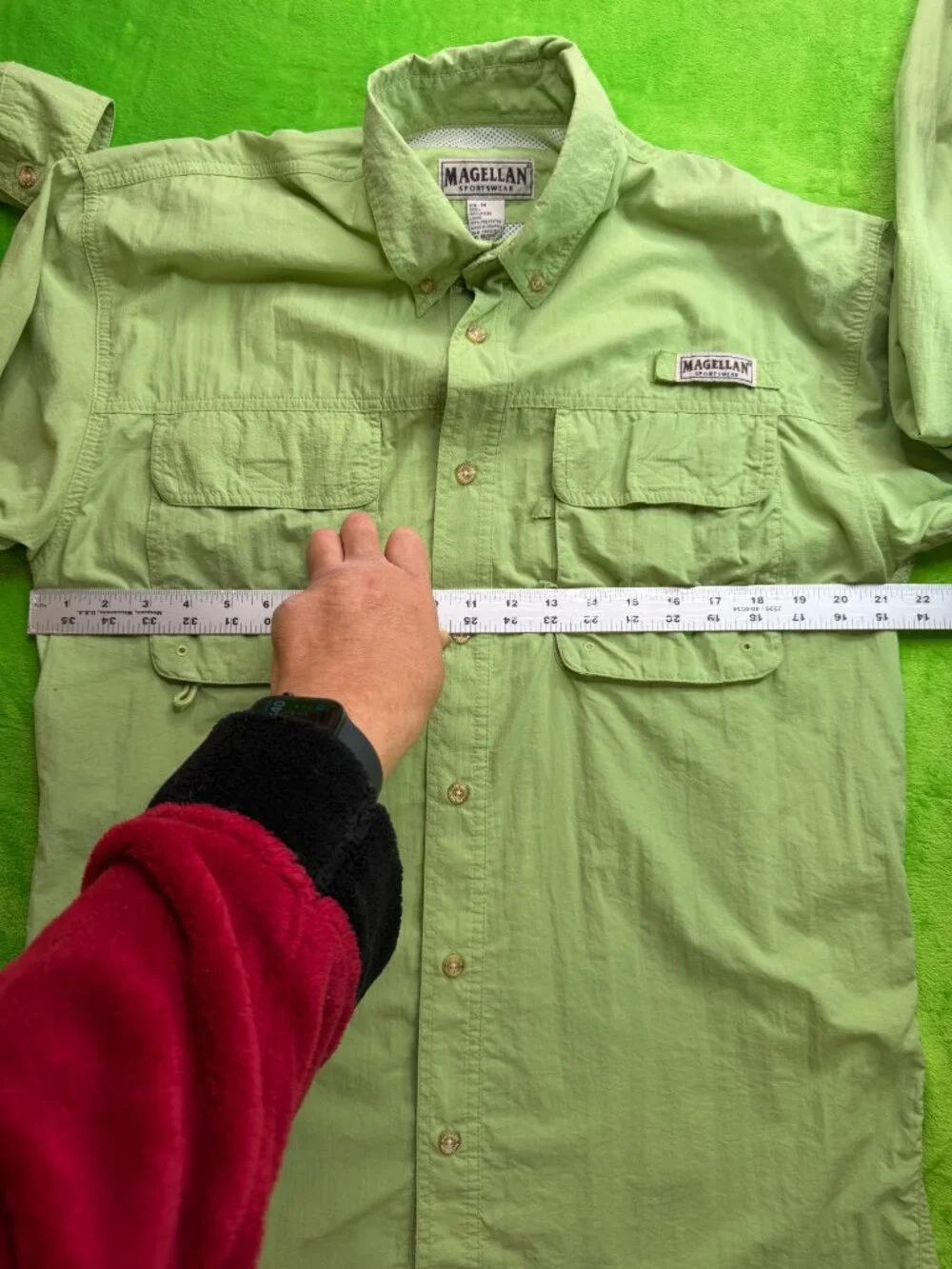 Magellan Sportswear Vented Fishing Shirt Sz M Green - Picture 5 of 7
